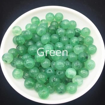 Ny 6-8 mm 10 mm Runde Akryl Perler Spacer Løse Perler Til Smykker at Gøre DIY Armbånd Grøn