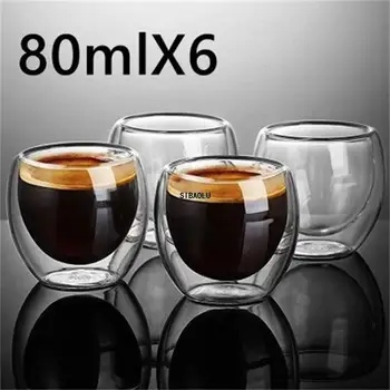Ny Dobbelt Væg Skudt Vin, Øl Glas dobbeltvægget Espresso Kaffe Kop Te Kop 80-450ml varmeandigt glas vand Kreative Briller