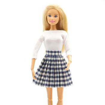 Ny Dukke Tøj Mode Hvide Toppe Plisseret Nederdel Sæt Tøj til Barbie 1/6 BJD Dukke Tøj, Tilbehør Spiller Husets Dressing Op