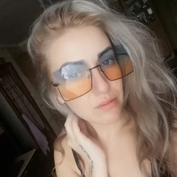 Ny Mode Lady Overdimensionerede Halvdelen Ramme af Metal Square Solbriller Til Kvinder Luksus Eyewear oculos de sol feminino Sol Briller