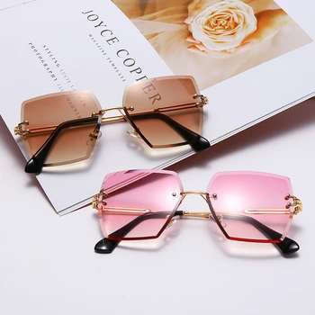 Ny Torv Uindfattede Solbriller Kvinder Metal solbriller Luksus Dame Nuancer UV400-Brillerne Oculos Gafas de sol