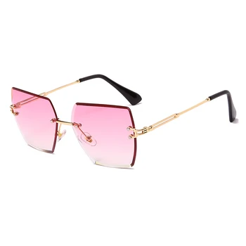 Ny Torv Uindfattede Solbriller Kvinder Metal solbriller Luksus Dame Nuancer UV400-Brillerne Oculos Gafas de sol