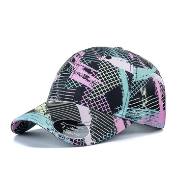 Ny Unisex Geometriske Tie Dye Cap Bomuld Patch Mode Baseball Cap Kvinder Casual Justerbar Udendørs Streetwear Hat Hætte
