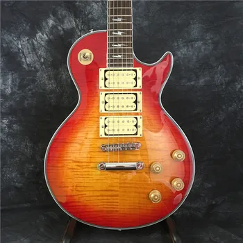 Ny signatur, Ace frehley 3 pickups Vintage år Cherry sunburst el-guitar AAA udskåret ahorn top regnede guitar