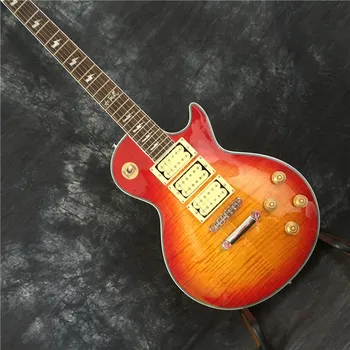 Ny signatur, Ace frehley 3 pickups Vintage år Cherry sunburst el-guitar AAA udskåret ahorn top regnede guitar