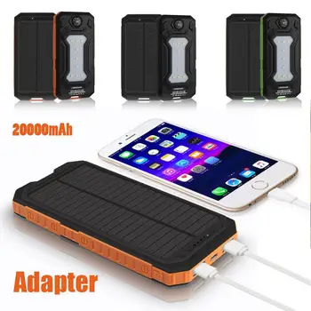 Nye 20000 MAH Udendørs Belysning Vandtæt Bærbare Mobile Sol Lampe Oplader Dobbelt USB Batteri-Power Bank Tilfælde Kit Ingen Batteri