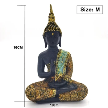 Nye 2021 Buddha-Statue 16cm 20cm Thailand Buddha Skulptur Grøn Resin Hånd Lavet Buddhismen Hinduistiske Figur Meditation Home Decor