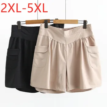 Nye 2021 Damer Sommer Plus Size Shorts Til Kvinder, Store Løse Casual Sort Khaki Lomme Shorts 2XL 3XL 4XL 5XL