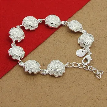 Nye 925 Sterling Sølv Armbånd Rose Flower Armbånd Til Kvinde Charme Smykker Gave