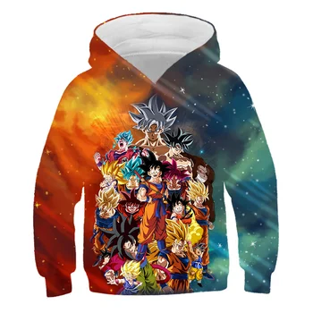 Nye Anime-Filmen Børn Fashion Hættetrøjer Tegneserier Goku 3D Printede Sweatshirts og Pullover med Lange Ærmer Dreng Pige Børn Streetwear Pels