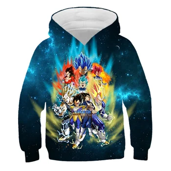 Nye Anime-Filmen Børn Fashion Hættetrøjer Tegneserier Goku 3D Printede Sweatshirts og Pullover med Lange Ærmer Dreng Pige Børn Streetwear Pels