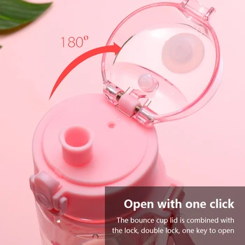 Nye Fine Cherry Blossom Mønster Kreative Søde Gennemsigtige Plast-Mælk at Drikke Kop BPA Fri Bærbare Anti falde Kopper Med Hånd