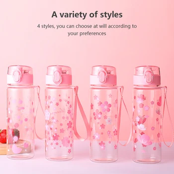 Nye Fine Cherry Blossom Mønster Kreative Søde Gennemsigtige Plast-Mælk at Drikke Kop BPA Fri Bærbare Anti falde Kopper Med Hånd