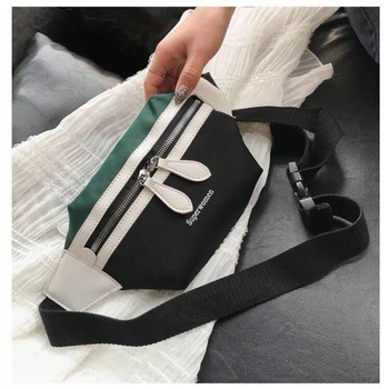 Nye Fritids-Linning Kvinder Lærred Farve Matchende Ene Skulder Taske Studerende Rygsæk Mode Brystet Sidebag Travel Mobil Taske