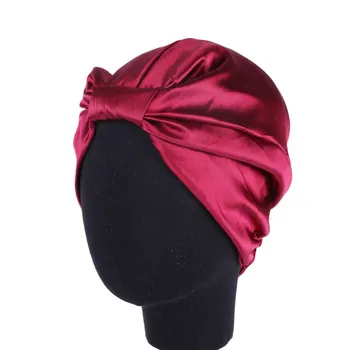 Nye Hat dobbelt lag elastisk Pandebånd Hijab Simulerer Silke Sovende Cap hårpleje Kemoterapi beanie Kvinder Turban Mode