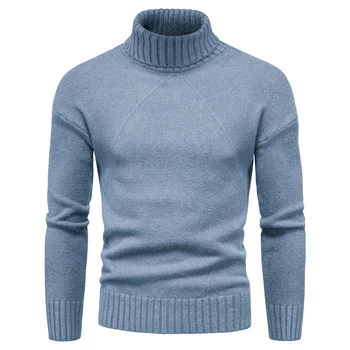 Nye Herre Rullekrave Sweatere og Pullovere Efteråret Solid Strikket Rullekrave, Ulden Sweater Casual Mænd Pullover Mærke Tøj