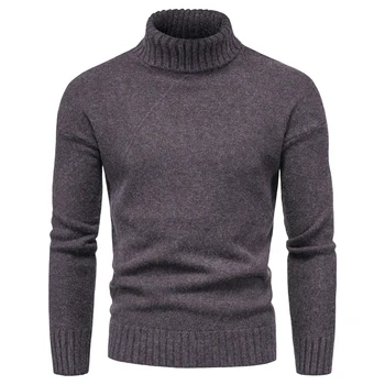 Nye Herre Rullekrave Sweatere og Pullovere Efteråret Solid Strikket Rullekrave, Ulden Sweater Casual Mænd Pullover Mærke Tøj