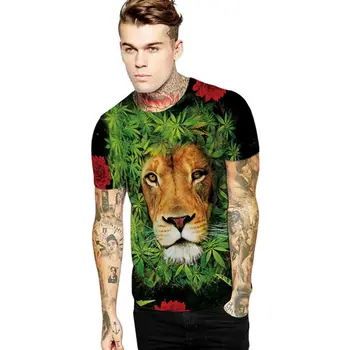 Nye Hipster 3D Printede T-shirts Ukrudt, Blomster Lion Grafiske Tees Unisex Funny Animal Mønster T-Shirt, Mode Sommer Toppe Camisetas