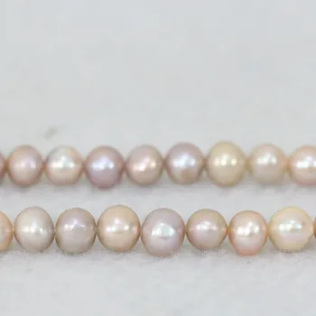 Nye Lilla ca runde naturlige ferskvands kulturperler perle perler af høj kvalitet passer til kvinder smykker at gøre 15inch B1365
