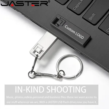 Nye Metal Rustfrit Stål USB 2.0-Pen-Drev 64GB USB Flash Drive 16GB 32GB Pendrive USB Memory Stick med Nøglering Flash-Drev