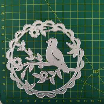 Nye Metal Skære Dør Scrapbooking blonder cirkel med fugl DIY Album Papir Kort Håndværk Prægning stencil Dør 111*111mm