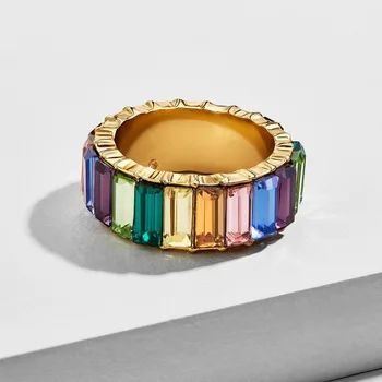 Nye OL Krystal, Legering med CZ Ring i Europæiske og Amerikanske Smykker, Farverige Personlighed Mode Geometriske Ring