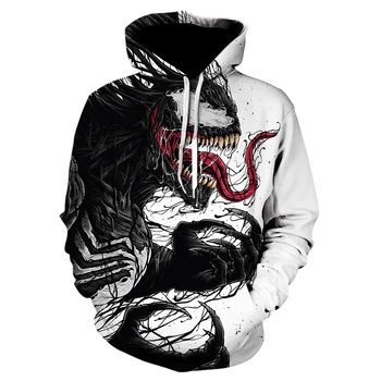 Nye Off White 3D Venom Hoodie Hot Film Kranium Trykt Herre Tøj Efterår og Vinter Sweatshirts og Hættetrøjer Mænd, Kvinder, Pullover, Jakker