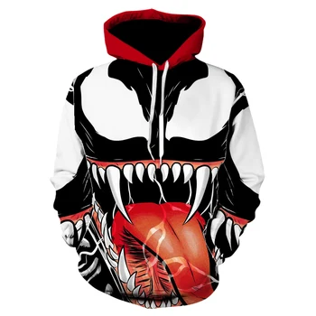 Nye Off White 3D Venom Hoodie Hot Film Kranium Trykt Herre Tøj Efterår og Vinter Sweatshirts og Hættetrøjer Mænd, Kvinder, Pullover, Jakker