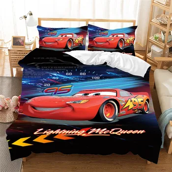 Nye Red Lightning McQueen Biler Sengelinned 3D-Sengetøj Sæt Fælles Queen, King Size Boy ' s Dynebetræk Barn Soveværelse Indretning