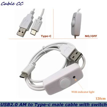 Nye USB 2.0 A-han til Type-C mandlige extender extender-sort kabel, 318 rocker med tasten tænd/SLUK indikator kontrol kabel