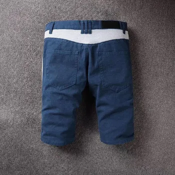 Nye mænd mandlige mode casual bukser blå denim shorts syning
