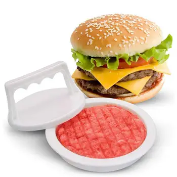 Nyeste Mad-Grade Plast Hamburger Kød Oksekød Grill Burger Tryk på Patty Kaffefaciliteter Af Rund Form Hamburger Tryk på DIY Køkken Værktøjer