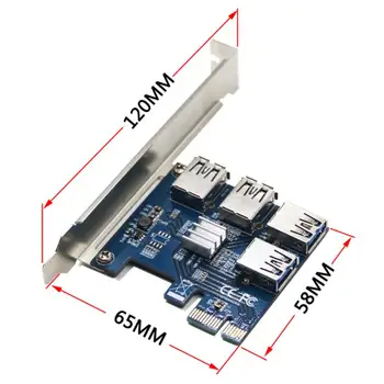 Nyeste PCI-E er Til PCI-E-Adapter 1 Sluk 4 PCI-Express Slot 1x Til 16x USB 3.0 Særlige Riser Card PCIe-Converter For BTC Miner Minedrift