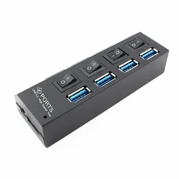 Nyeste USB-Hub High Speed USB 3.0 Hub med Fire Separate Porte Kompakt Letvægts Power Adapter-Hub med Strømforsyning