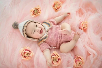 Nyfødt Fotografering Prop Mesh Tæppe Photoshoot Tyl Baggrund Baby Frembyde Stof Lag Kurv Stuffer Studio Baggrund