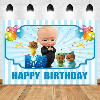 Nyfødte Cake Smash Balloner Fotografering Baggrund Happy Birthday Boy Boss 1st Baby Part Tabel Baggrunde Indretning Banner Plakat