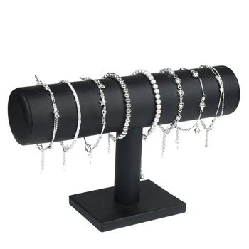 Nyligt Bærbare Velvet/PU Læder armbånd Armbånd Halskæde Display Stand Holder Ure, Smykker Arrangør T-Bar Rack-DO99