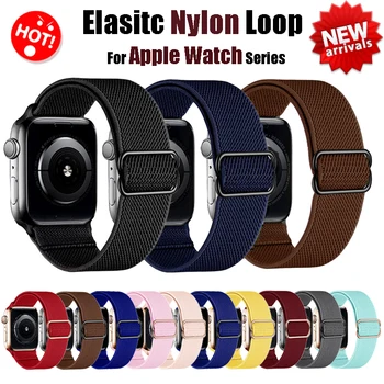 Nylon Solo-Loop for Apple Ur Band 6 5 SE 40mm 44mm Elastisk Nylon Strap Armbånd til Iwatch 42mm Serie 6 5 4 3 38mm Band