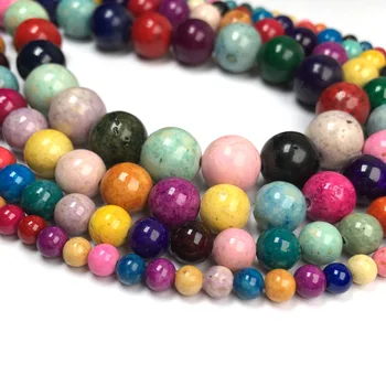 Nyt Blandet Farve Jade Runde Perler 4 6 8 10 mm Mode Naturlige Perler til Smykker at Gøre Diy Smykker, Tilbehør, Smykker