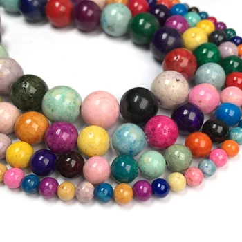 Nyt Blandet Farve Jade Runde Perler 4 6 8 10 mm Mode Naturlige Perler til Smykker at Gøre Diy Smykker, Tilbehør, Smykker