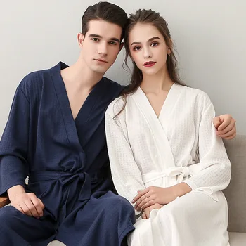 Nyt badeværelse kvindelige sommer par ævle tynd natkjole mænd er forår og efterår komfortable pyjamas par casual home service
