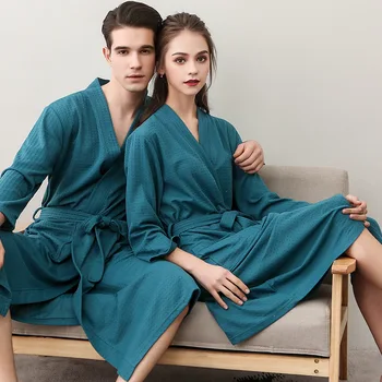 Nyt badeværelse kvindelige sommer par ævle tynd natkjole mænd er forår og efterår komfortable pyjamas par casual home service