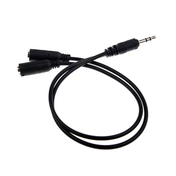 O Jack Y-Kabel med 3,5 mm Stereo Jack Stik til 2 x 3,5 mm Stereo Jack Stik Kobling Adapter omkring 20 cm
