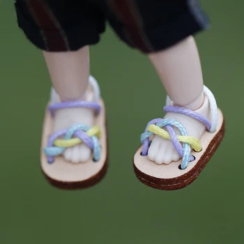 OB11 baby sko YMY DDF 1/12 bjd baby BODY9 almindelig krop håndlavet kraft læder multi-farve sandaler dukke sko