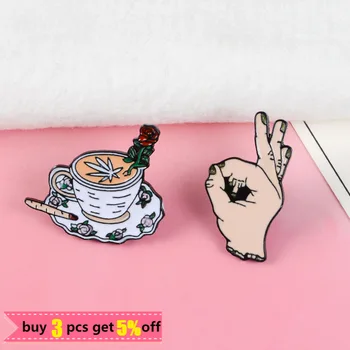 OK ! Cirkel Spil Meme Hånd Finger Hat Pin-Horror Midterste Finger Rose Kop Kaffe Humørikon Brocher Taske Revers Pin-Shirt Badge Gaver