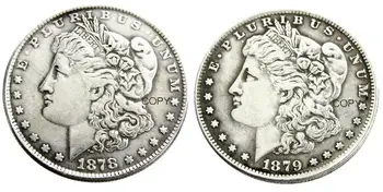OS 1878/1879 To Ansigter Morgan Dollar Sølv Forgyldt Kopi Mønt Høj Kvalitet