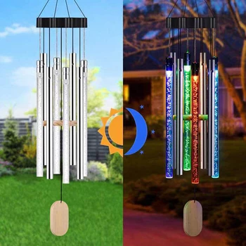 Offentlig solar wind chime lampe med bell LED string haven balkon vindue landskab 6 vedhæng Sommerfugl, guldsmed dekoration