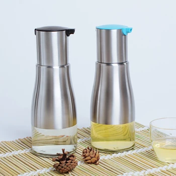 Olivenolie og Eddike Dispenser 320ml madolie, Glas, Flasker, Til Køkken Rustfrit Stål Pourer Tude