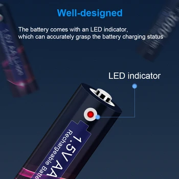 Oprindelige AA Genopladelige AA Batteri Li-ion-batteri 1,5 V 3000mWh Lithium 2A Pre-charged Batería aa Batterier