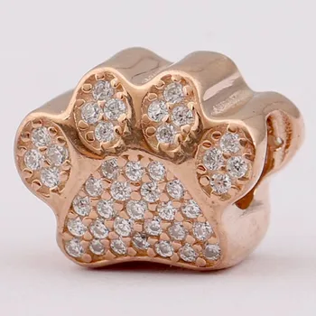 Oprindelige Rose Gold Søde bjørnelab Med Krystal Perler Passer 925 Sterling Sølv Perle Armbånd Armbånd DIY Smykker